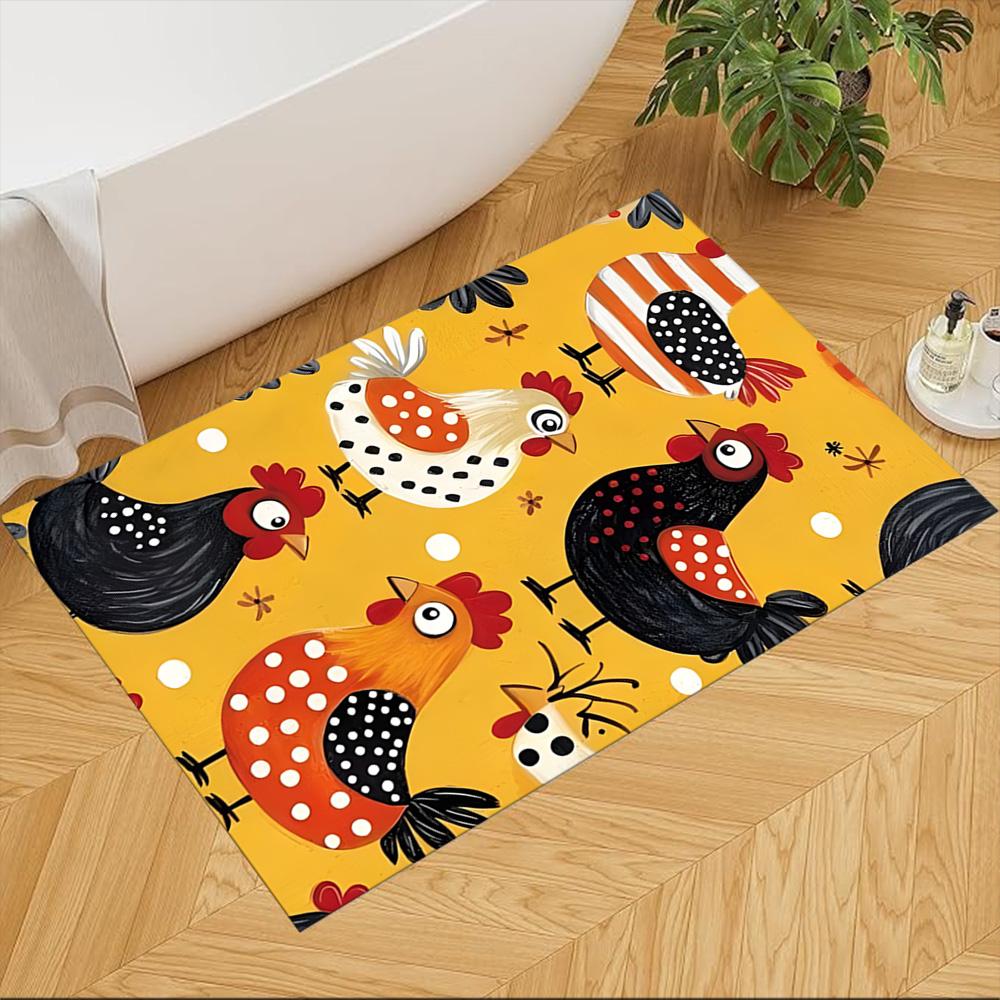 Colorful Chicken Art Pattern Non-Slip Home Carpet Design for Office Decor Living Room Bedroom Gift