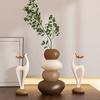 3pcs Creative Resin Stacked Stone Vase and Deer Collectible Figurine Set | Unique Christmas Gifts for Living Room, Bedroom, Office Desk, Bookshelf