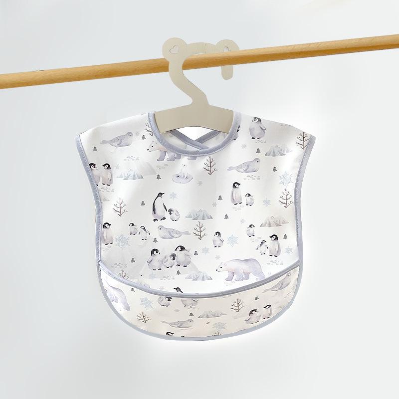 Waterproof Cotton Baby Apron: Stain-Resistant PU Reversible Bib with Pocket for Toddlers and Infants.