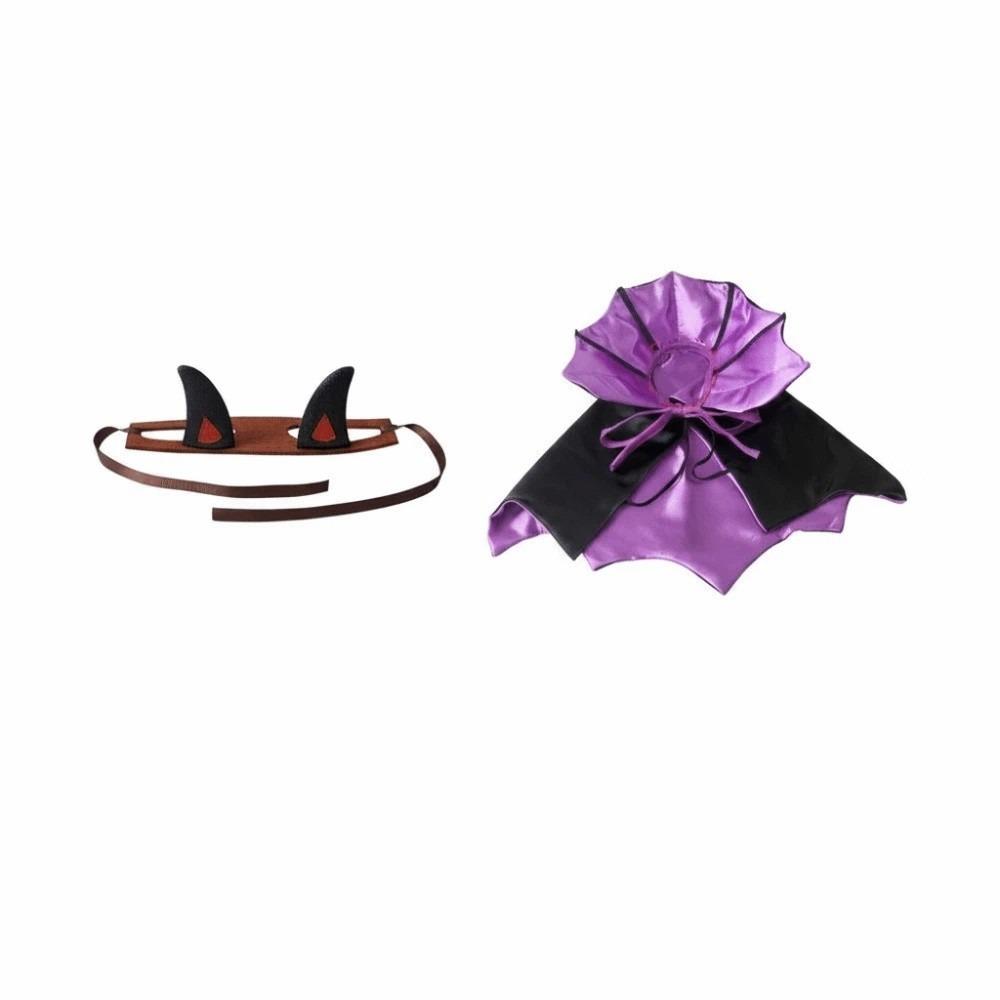 Purple Black Contrast Dog Purple Cloak Horns Cat Gothic Headband Pet Bat Costume Cat Apparel S фиолетовый