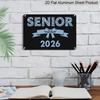 2D Flach, 1 Stück Senior 2026 Aluminiumschild 20x30 cm - Blaues Blumenbuchstaben- und Schleifendesign, Dekoration für das Abschlussjahr 2026, High School/College-Abschluss