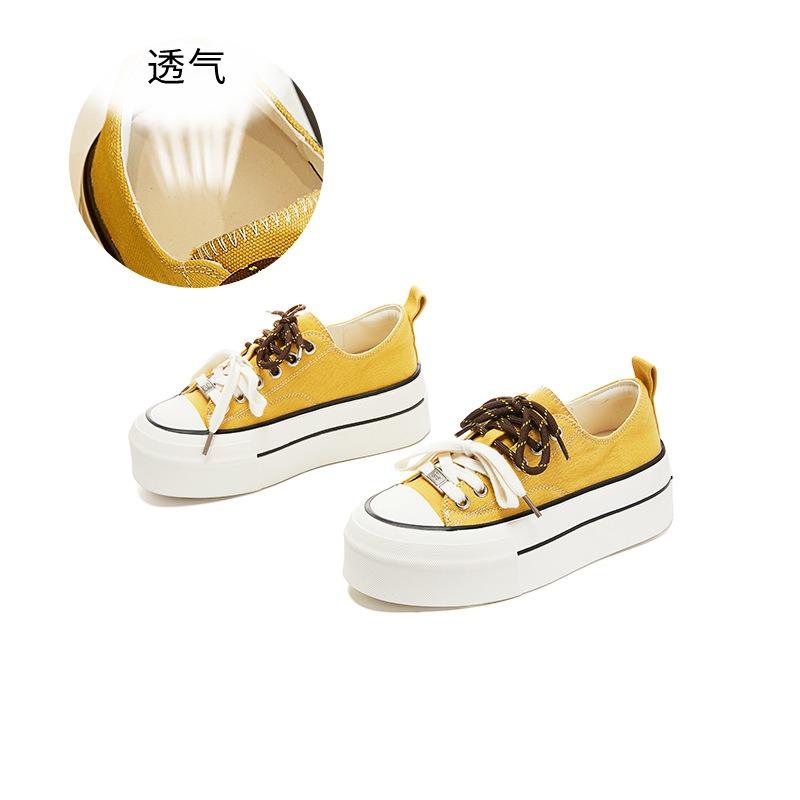 Doppelte Schnürsenkel Canvas-Schuhe Damen Frühling neu vielseitig dicke Bodenplatte Schuhe Damen bequem lässig einzelne Schuhe Sport Damenschuhe