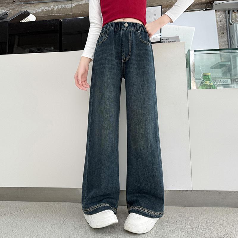 

Девочковые флисовые широкие брюки - Уютные осенне-зимние джинсы для детей 150cm