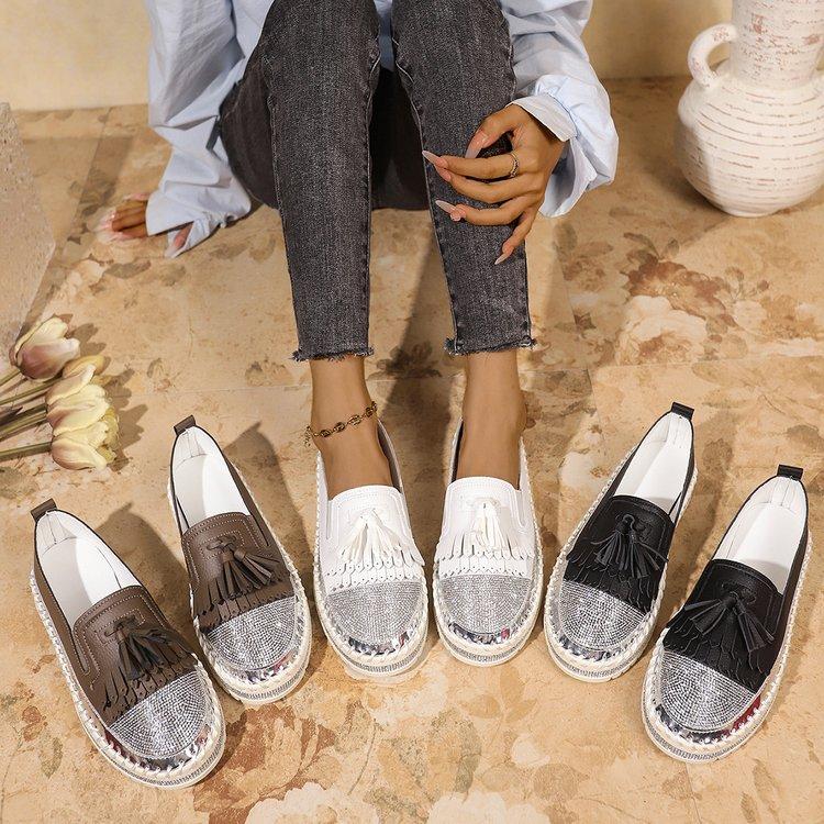 Large Size Sequined Platform Fashion Single Shoes Autumn New Shallow Mouth Rhinestone Sneakers