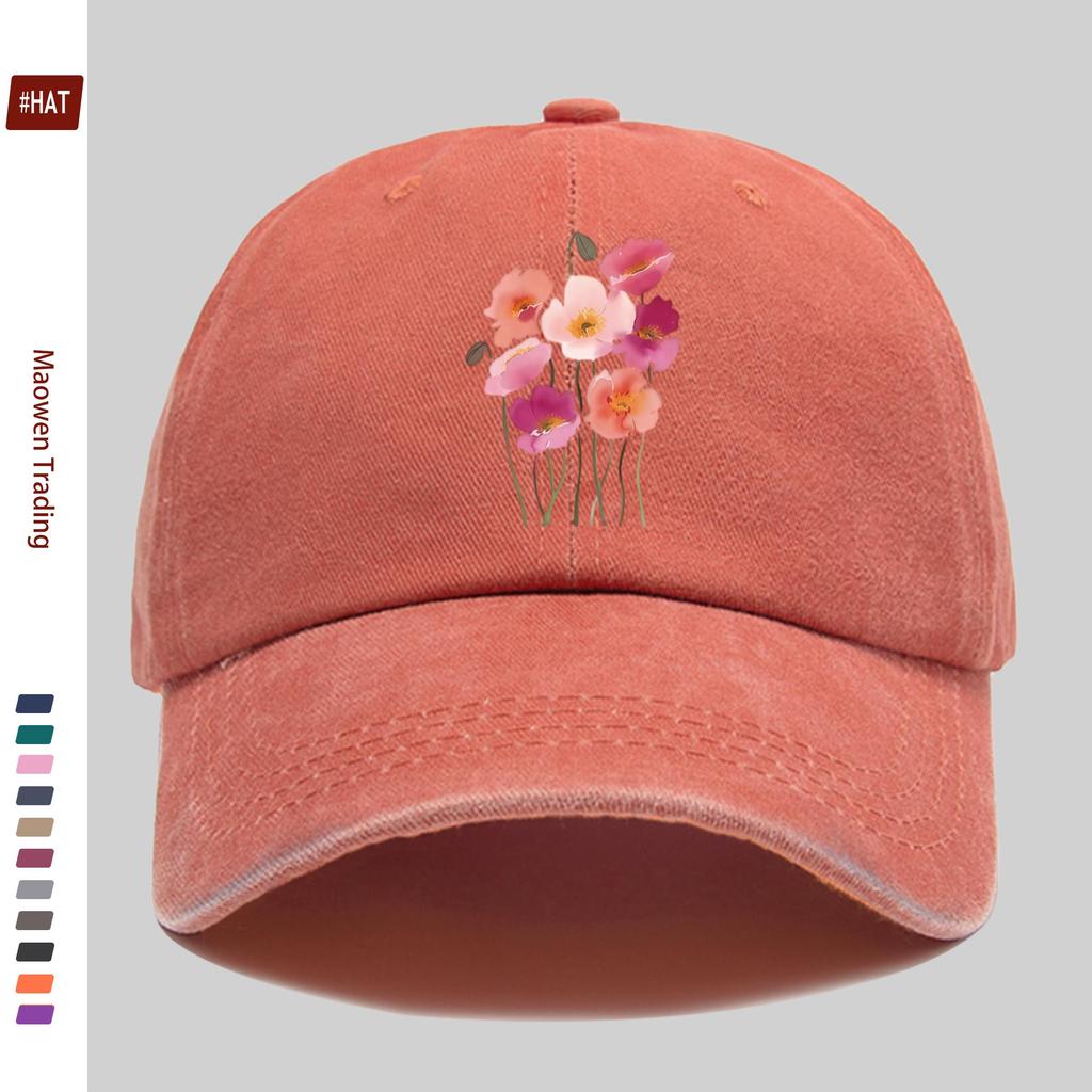 Pc PinkPurple Poppy Print Baseball Cap for Spring Summer and Autumn Casual and Fashionable Golf Cap Home Decoration Hat C