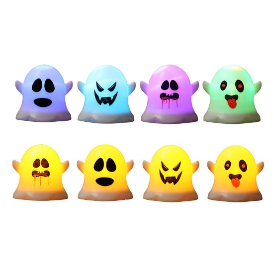 Soft Warm White Ghost Lamp 6 Pcs Decorative Light, LED Color Changing Flameless Battery-Operated Small Figurine Light Mini Spirit Night Lamps, Spooky