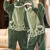 Couples Flannel Dinosaur Onesie Winter Warm Hooded Sleepwear Men Women