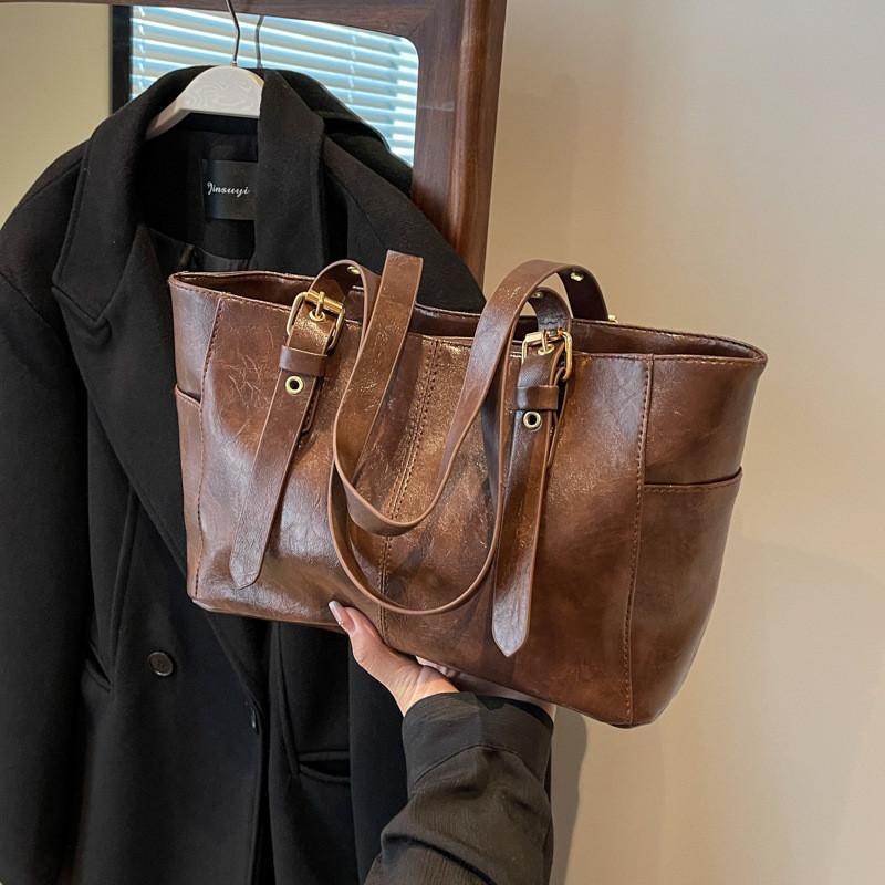 Trendy Pu Leather Tote Bag For Women Stylish Large Capacity Shoulder Bag With Zipper Closure