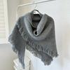 High Quality Winter Triangle Shawl Versatile Tassel Knitted Shawl Wraps Thickned Cold Proof Blanket Scarf for Women