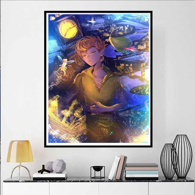 Disney Diamond Painting Peter Pan and Tinker Bell  Dreamy Illustration Cute Cartoon Cross Stitch Set 5D DIY Home Decor
