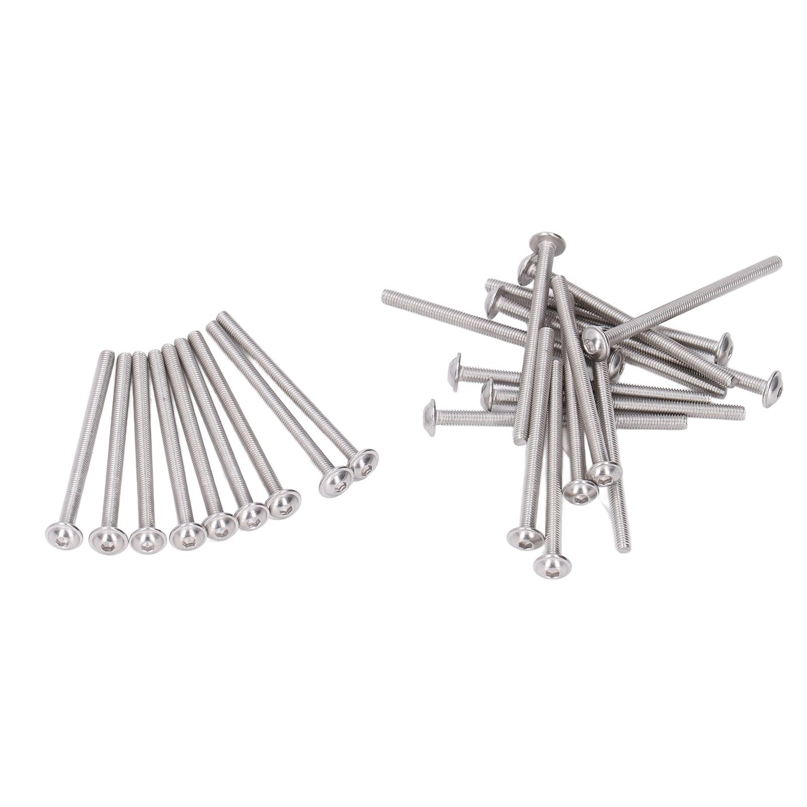 50 Pièces Vis à Tête Bombée à Bride Acier Inoxydable A2‑70 Têtes Bombées Empreinte Hexagonale Kit
