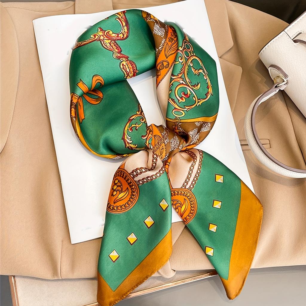 Soft Satin Shawl Print Headscarf Hair Wrap Neckerchief Female Square Scarf For Women Headband Foulard Hijab Bandana