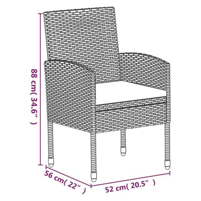 3156774 vidaXL Mobilier à dîner de jardin et coussins 5pcs Noir Résine tressée