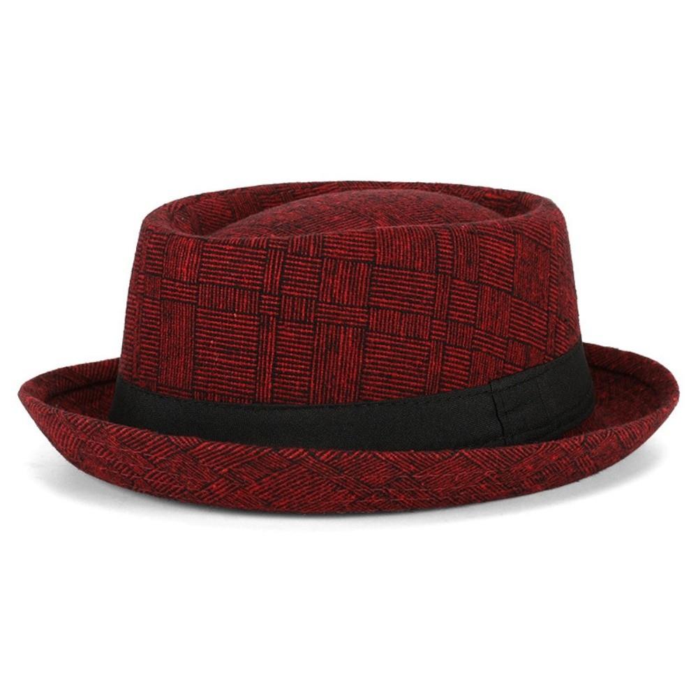 Classic Classic Plaid British Retro Hats Round-Top Design Small Top Design Round-Top Hats Jazz Hats Formal Occasions красный