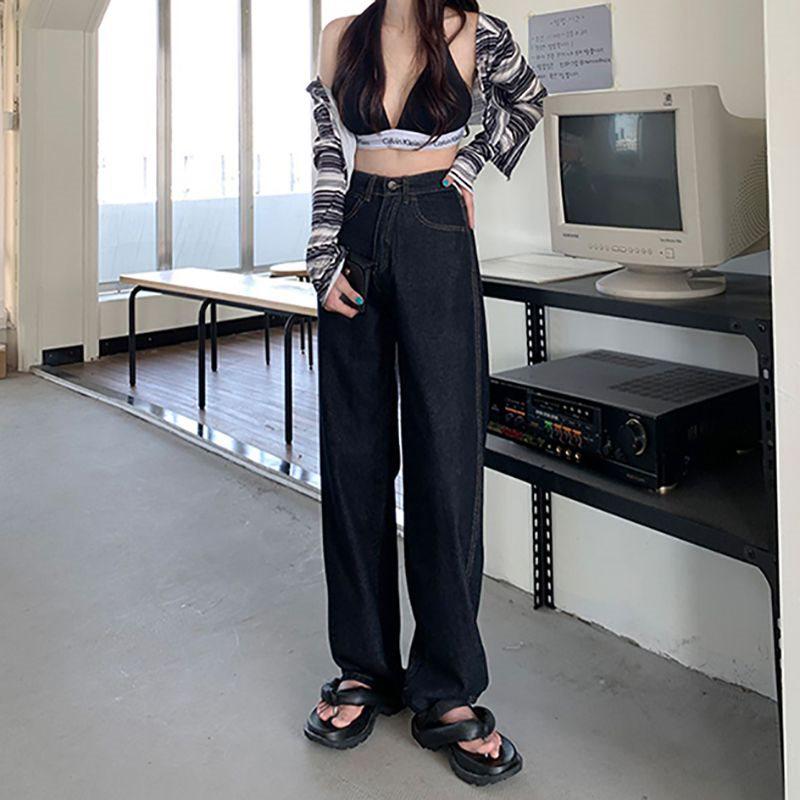 Women's Black High-Waist Micro-Flare Jeans, Spring/Summer 2025 Collection