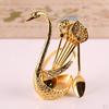 Set, Decorative Swan Base 6 Mixing Spoons, Dessert, Ice , Coffee, Teaspoon,