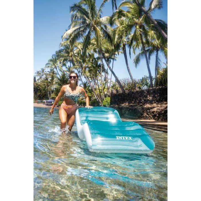 Matelas gonflable chaise longue INTEX - Asymétrique - Bleu océan - 191 x 99 cm
