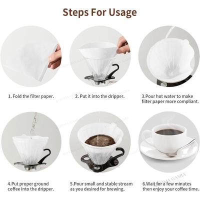 40-120 PCS Coffee Filter Paper V-Shaped Wood Pulp Cone Filter Pour Over 2-4 Cups Natural Drip Coffee Paper Filters Accessories