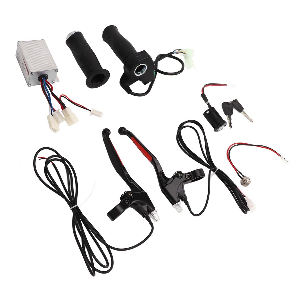 12V 250W Brushed Controller 4 Speed Throttle Twist Grip Brake Lever Electric Door Lock Set Electric Bike Bicycle