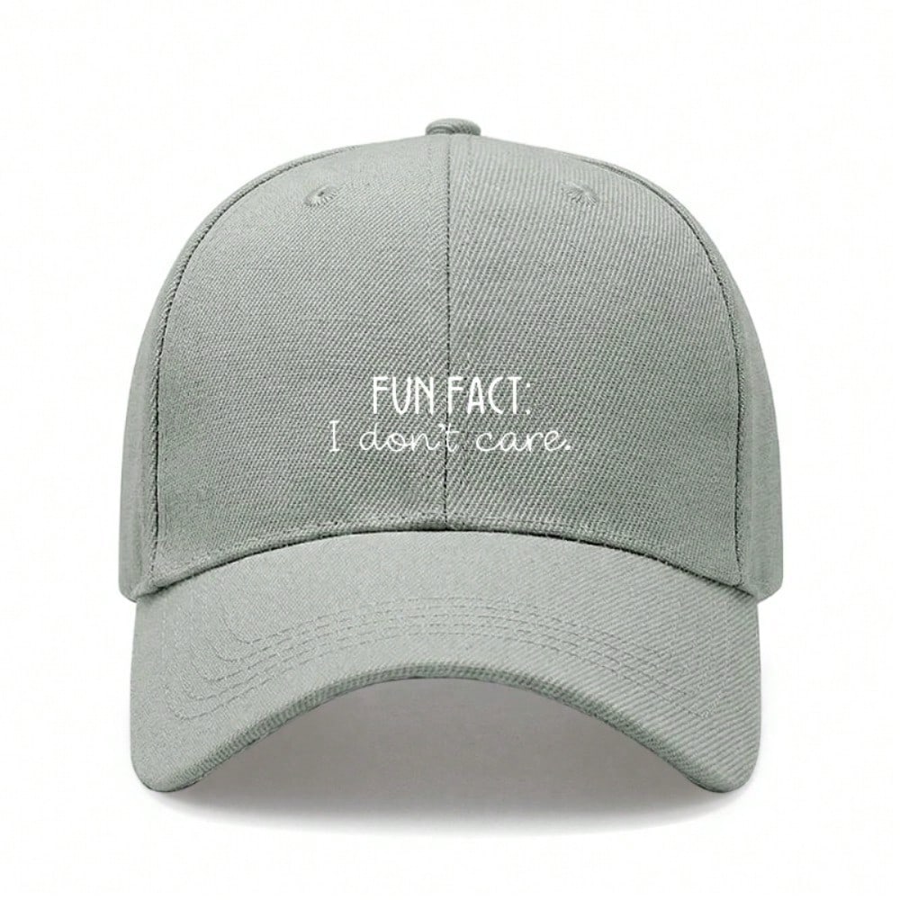 [Casual Baseball Cap] Beige "FUN FACT: I Don't Care." Print Baseball Hat, Adjustable Breathable Lightweight Curved Brim, Daily Wear Sun Dad Hat
