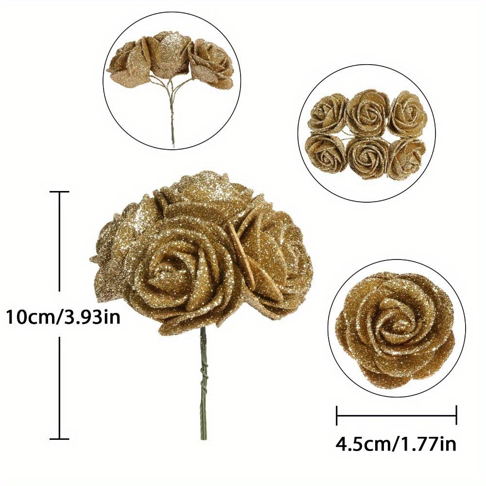 120 Pcs Foam Glitter Roses Artificial Flowers Glitter 4.5cm Foam Rose with Stems for DIY Wedding Home Party Valentine'S Day Mother'S Day