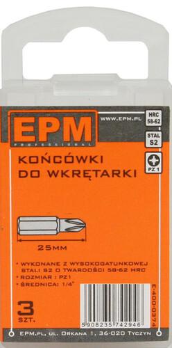 SCREWDRIVER BIT 25MM 3PCS PZ1 - E-400-0374