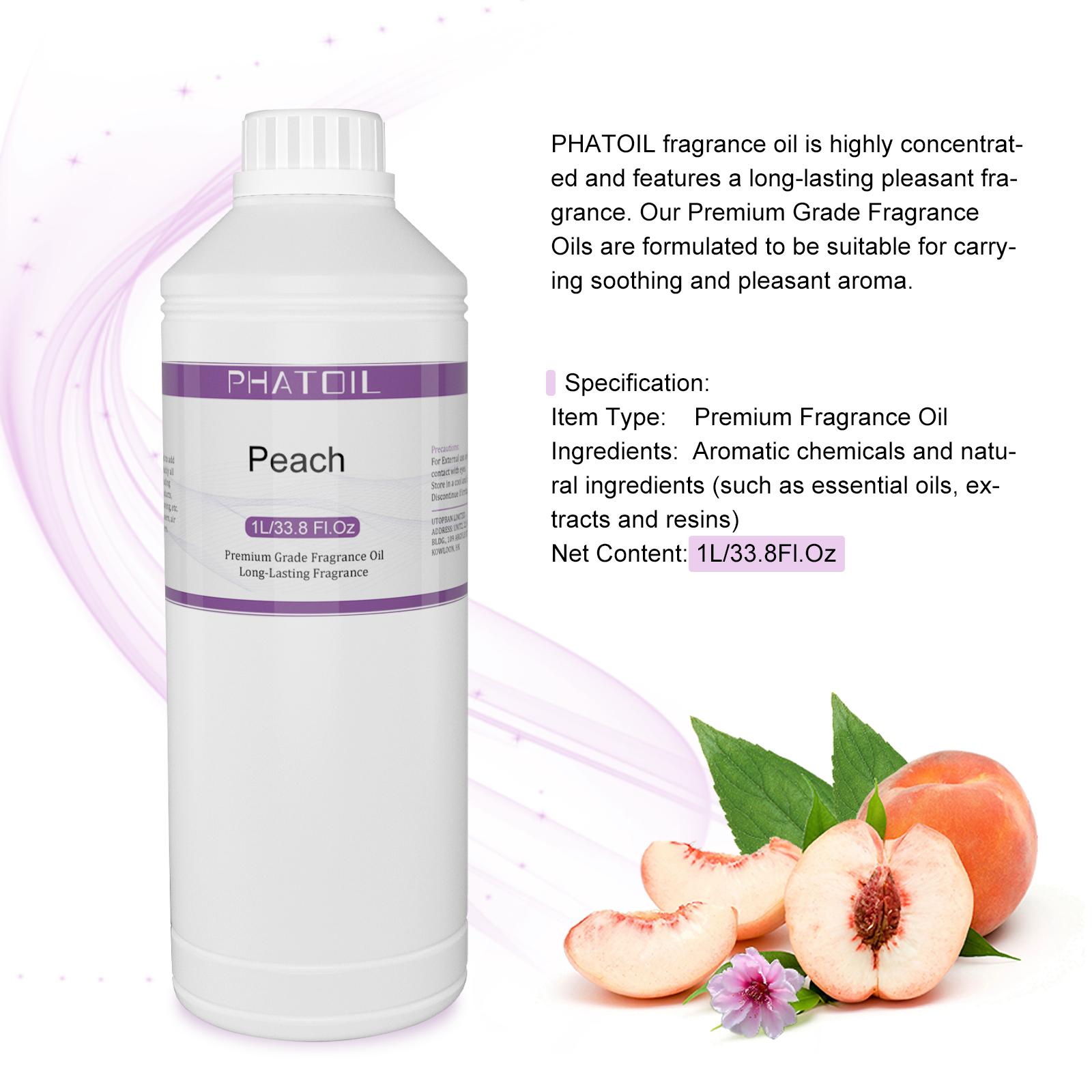 

PHATOIL 1000 мл/33,8 жидких унций Ароматические масла Манго Вишня Арбуз Лимон Фрукты Эфирное масло для освежителей воздуха Уход за волосами и кожей Духи «сделай сам» Peach