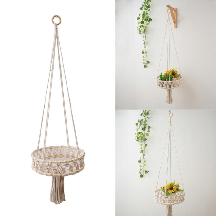 Sturdy Cotton Handwoven Hanging Storage Baskets Stylish Kitchen Organizers Portable for Fruit and Vegetable Display