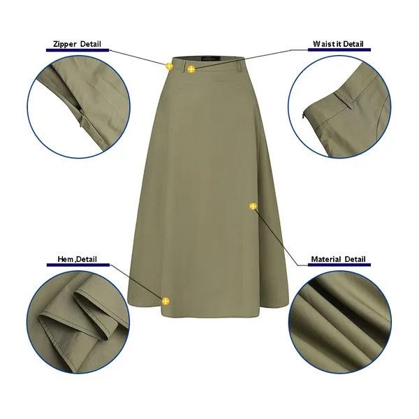 2023 Spring/Autumn High Waist Irregular Hem Midi Skirt - Solid Color, Loose Fit
