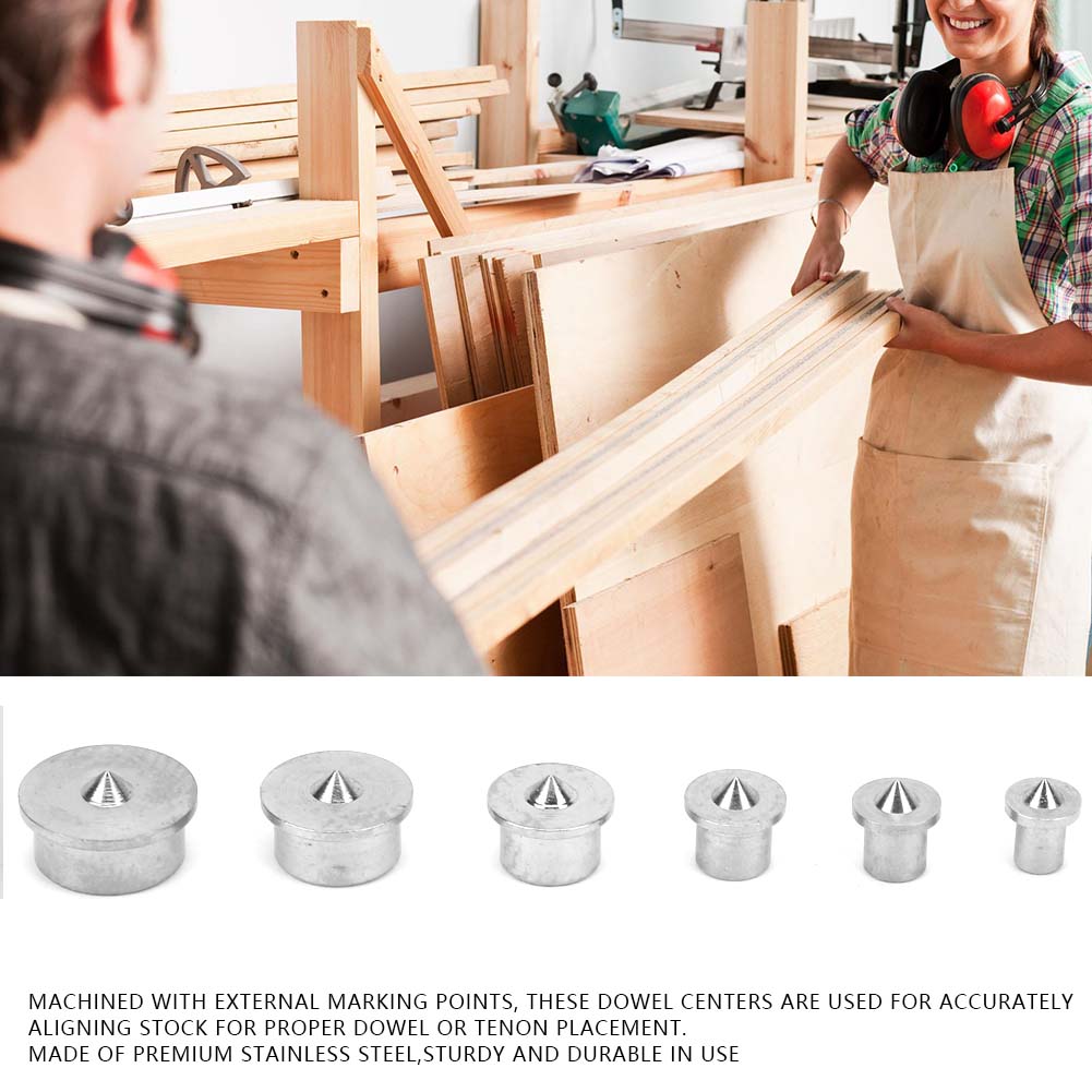 6pcs Dowel and Tenon Center Points Pin Woodworking 4mm To 12mm Tenon Center Set