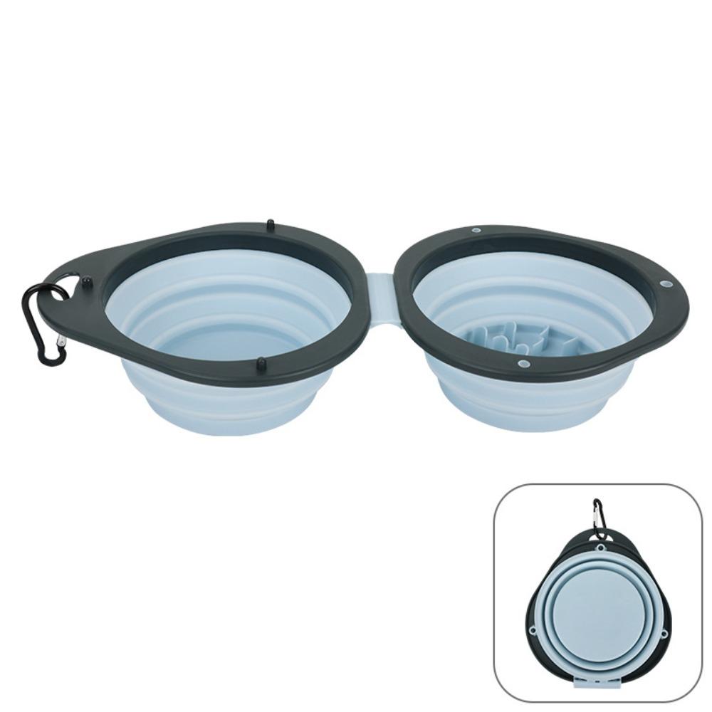 Double Bowl Collapsible Dog Dish Portable Puppy Food Container Pet Food Water Feeding Tray  Outdoor