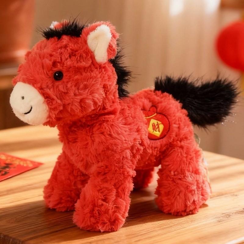 Chinesisches Sternzeichen Pferd Plüschtier mit PP-Baumwollfüllung für Neujahrsfeiern und Sammler