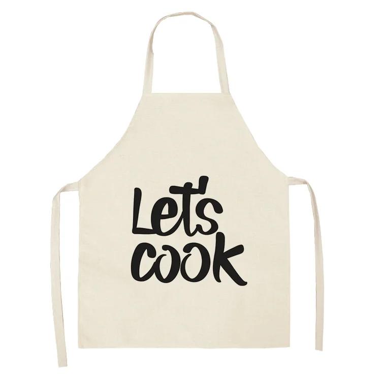 Cake Letters Women's  Kitchen Cotton Linen Apron Black Bib Household CleaningCooking