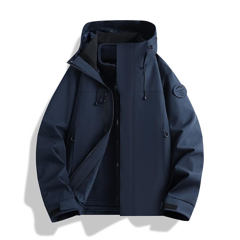 Unisex 3-in-1 Wasserdichte Winddichte Wanderjacke mit Fleece-Innenfutter für Outdoor-Trekking, Camping, Radfahren