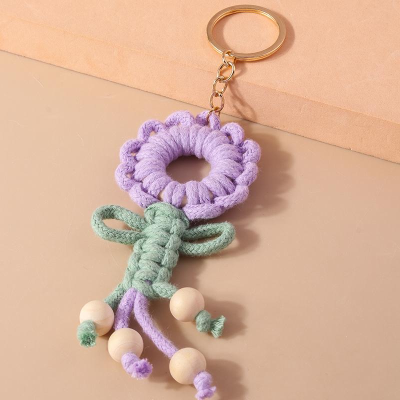 Cute Hand knitted Rainbow Tassels Keychain Women Girls Keyring for Car Key Holder Handbag Pendant DIY key Chain Jewelry Gifts