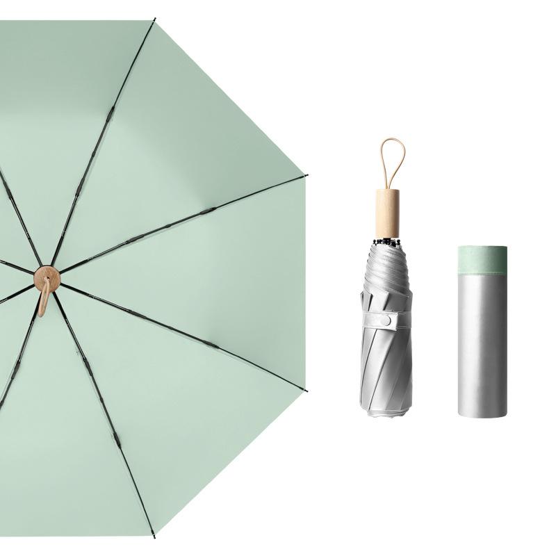 190T Simple Titanium Silver Adhesive Women's Sun Protection Umbrella UV Folding Sun and Rain Dual Use Sunshade Umbrella