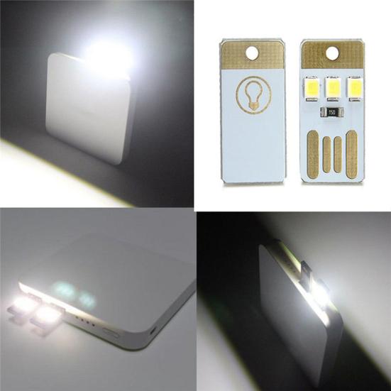 Mini lampada USB portatile a luce notturna a LED bianca brillante da 2 pezzi per la lettura del laptop del PC