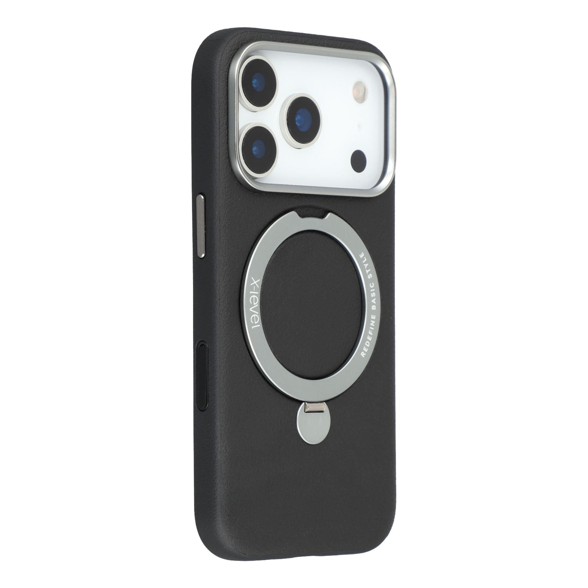 

X-LEVEL For iPhone 17 Pro Max Magnetic Case Kickstand PC + PU Phone Back Cover