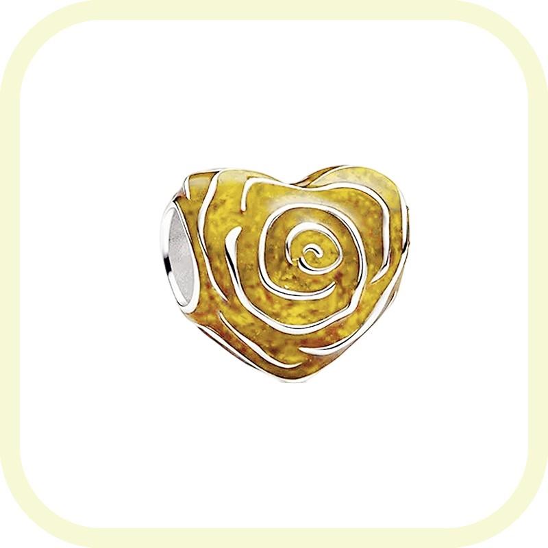 New Golden Flowers Collection Charm Bead Lucky Shamrock Rose in Bloom Daisy Flower Safety Chain Compatible With Authentic Bracelets Do It Yourself Jew