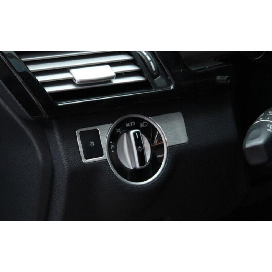Fit For Benz C-Class 08-2014 Silver Aluminum Headlight Control Button Cover Trim