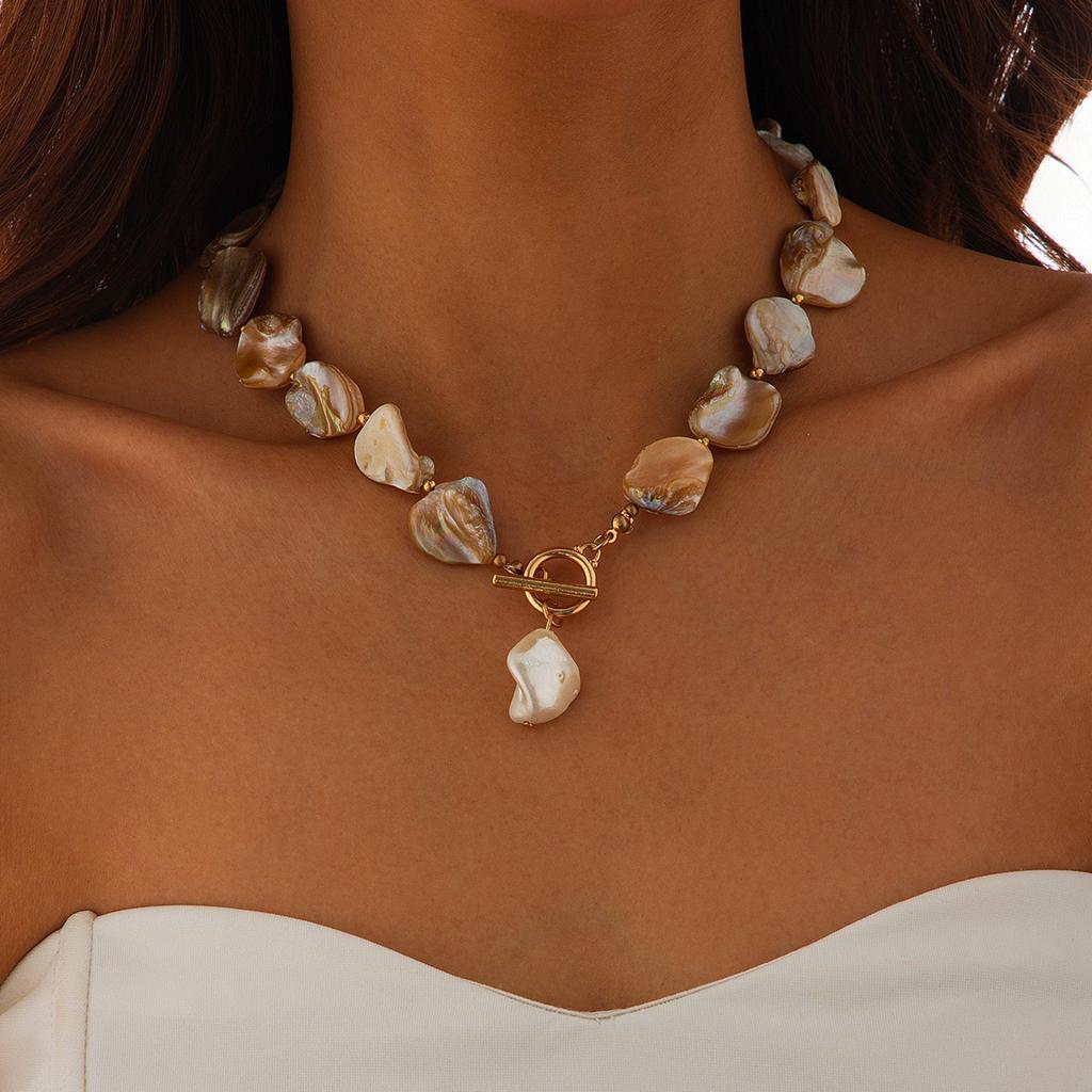 Irregular Shell OT Buckle Bracelet Necklace Female, Seaside Vacation Travel Accessories