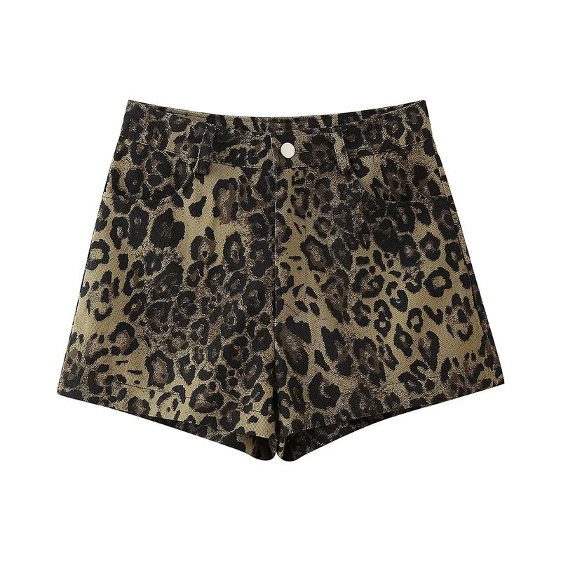 

Zbza Summer New Arrival Women s Clothing Fashion Style French Design Sense Diligent Style Fashion All-Matching Casual Leopard Print Shorts Leopard print XS