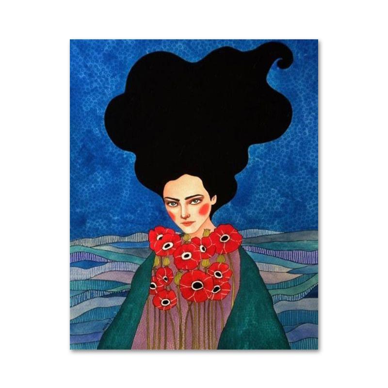 Abstract Style Girl Portrait Canvas Paintings Modern Figure Posters Prints Wall Art Pictures for Living Room Bedroom Home Decor