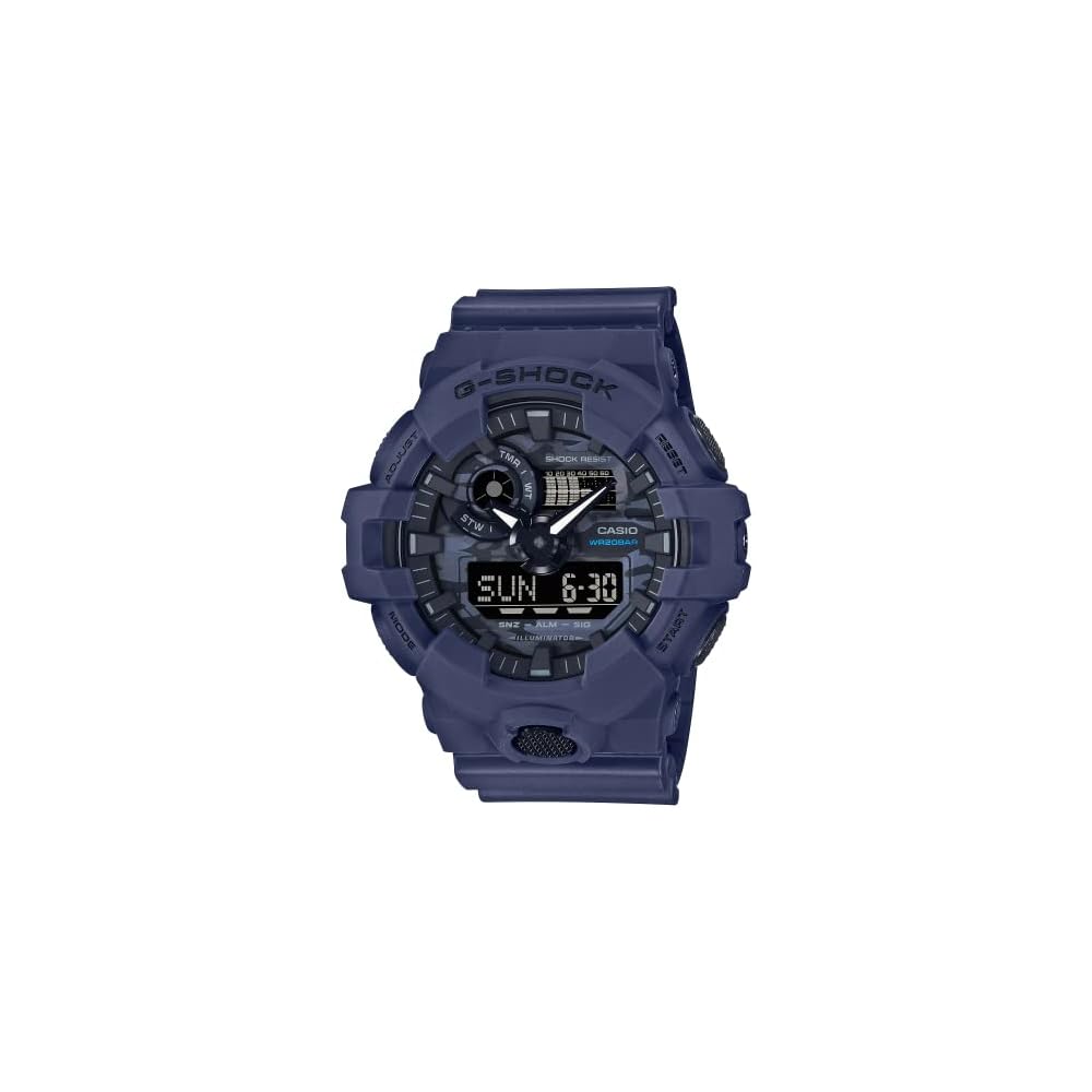 Мужские часы Casio G-Shock GA-700CA-2A Синий полимерный ремешок Аналогово-цифровые Водонепроницаемые