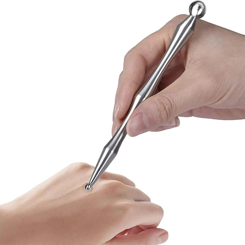 Facial Eye Massage Stick Acupuncture Pen Stainless Steel Magnetic Therapy Massage Trigger Point Massage Pen Facial Reflexology T