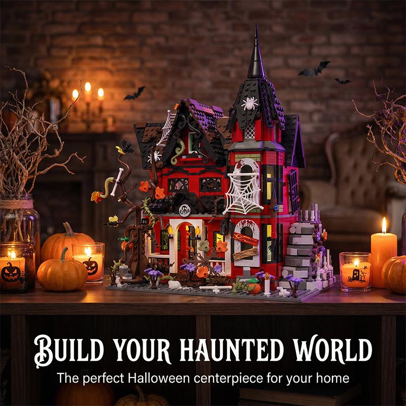 Set di Mattoncini MOC Casa Infestata 1249 pezzi Giocattoli Puzzle DIY Horror Spaventosi per Adulti Regali Decorazione Stanza