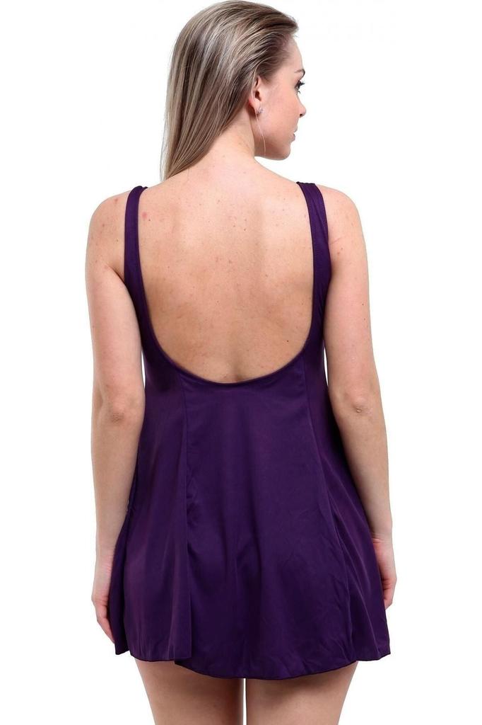 Women's Style Big Size Swimsuit Black Plain Dress Oversize Swimsuit