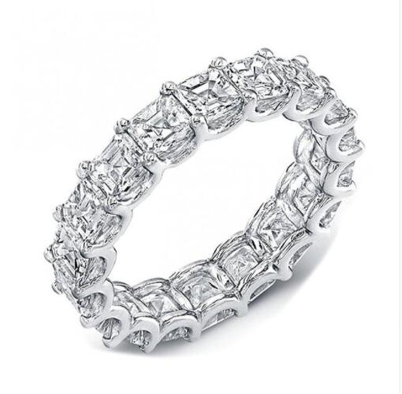 Fine Engagement Eternity Promise Ring AAAAA Zircon 925 Sterling Silver Statement Wedding Band Rings for women men Jewelry Gift