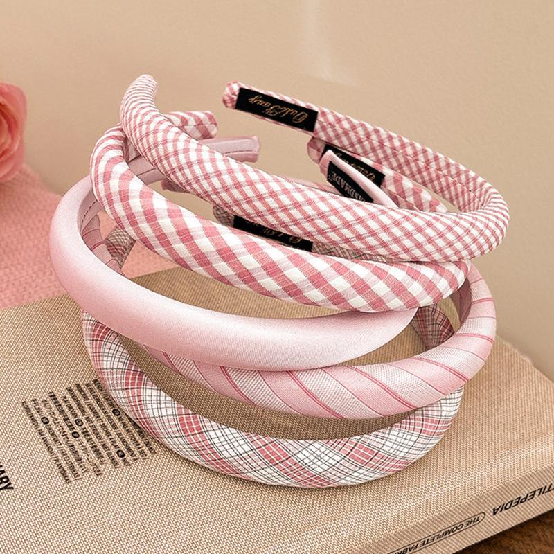 1/2pcs 1.5CM Women Girls Sweet Plaid Hairbands Sponge Padded British Hair Hoop Accessories Lattice Head Wears