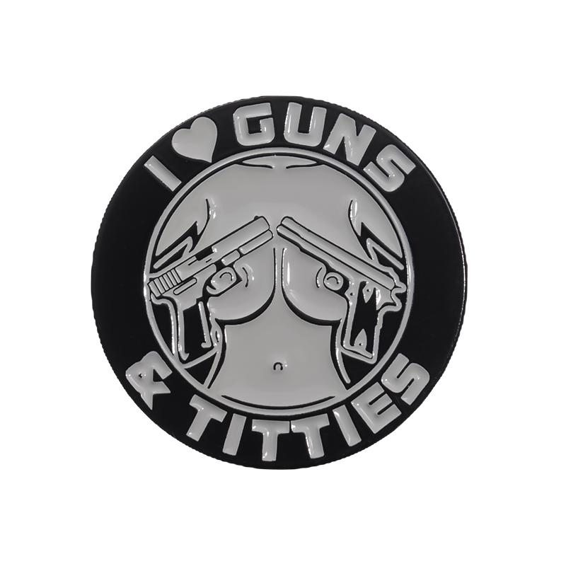 I LOVE GUNS Enamel Pins Custom Brooches Lapel Badges Punk Gothic Jewelry Gift for Friends
